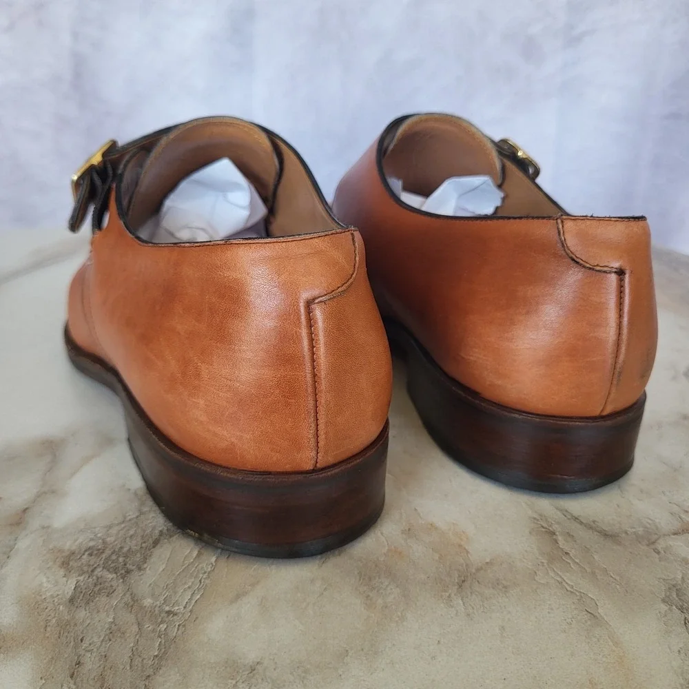 Alcaudio Bevilacqua Cap Toe Monk Strap Oxfords Tan Men's Size 42/9